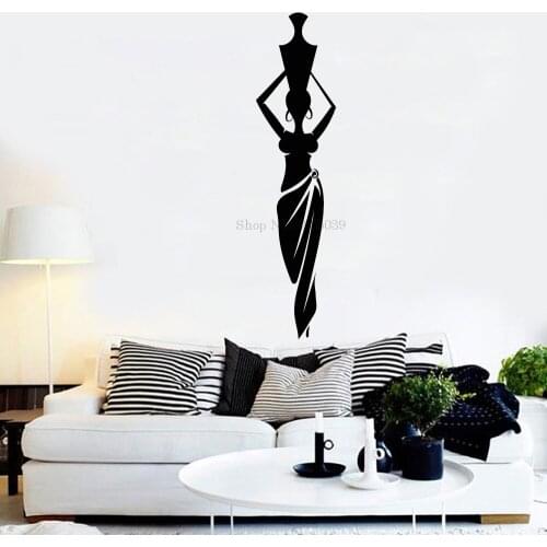 Unique Africa Female Vinyl Wall Sticker Living Room Wall Decor Murals African Native Women Turban Girl Stickers Removable LC966