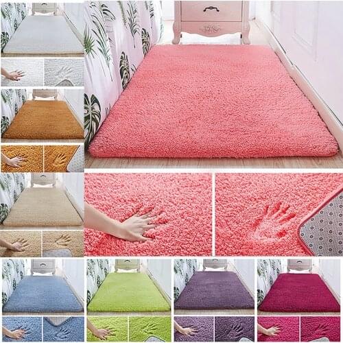 Thickened carpet living room washed silk hair non-slip blanket Bedroom bedside mat yoga rugs solid color plush