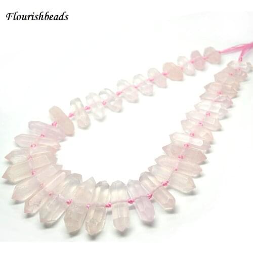 High Quality Natural Pink Rose Quartz Double Point Pillar Graduated Stone Loose Beads DIY Necklace Making