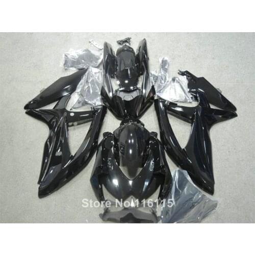 High grade Fairing kit for SUZUKI K8 K9 GSX-R600/700 2008 2009 2010 all glossy black GSXR600 GSXR750 08 09 10 fairings LS