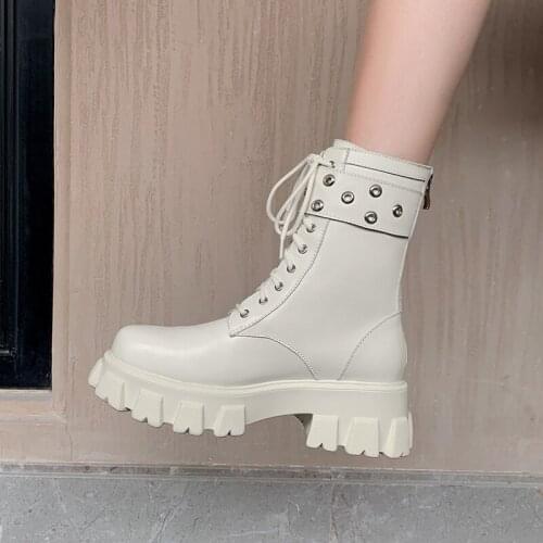 Women Shoes Women Boots Winter Block Ankle Boots for Women Zapatos De Mujer Womens Platform Heels Chunky Boots Platform Boots