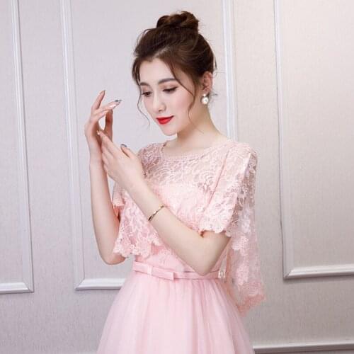 Women Wedding Cap Shoulder Lace Shawl Shrug Bolero Jacket Beach Shirts Hollow Cape Elegant Tops Formal Bridal Summer Jacket 2021