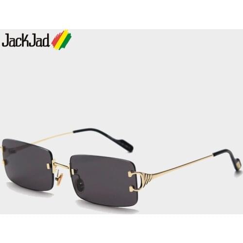 JackJad 2020 Fashion Rectangle Rimless Style Tint Ocean Lens Sunglasses Women Vintage Brand Design Sun Glasses Oculos De Sol