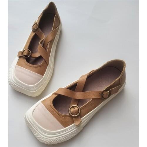 Woman Flats Platform Shoes Summer Women Casual Shoes 100% Genuine Leather Ladies Flat Shoes Female Barefoot Footwear