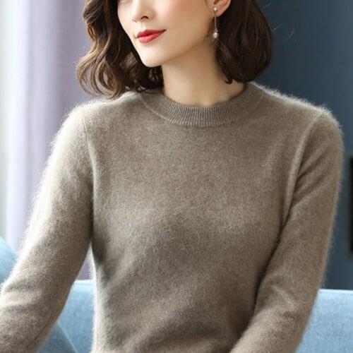 Winter 100% Mink Cashmere Knitted Pullover Womens Sweater Jumper Super Warm Female Long Sleeve Solid Soft Loose Sweater Tops