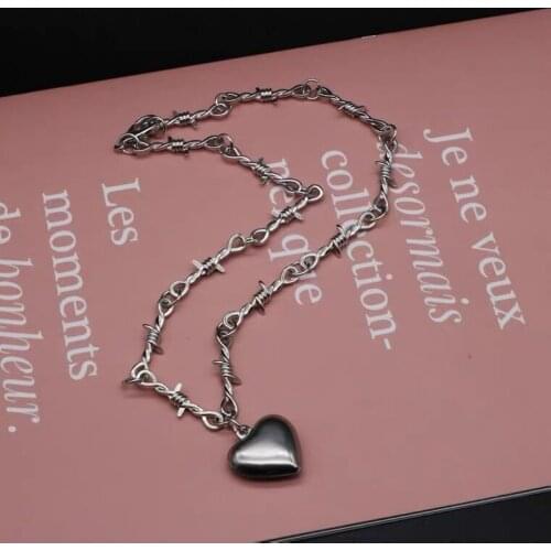 Fashion Punk Heart Necklace Charms Vintage Hip Hop Jewelry For Women Harajuku Gothic Choker Chains Accessories