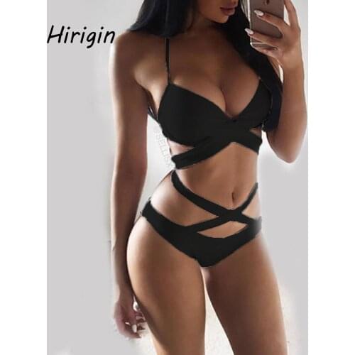 2020 Sexy Swimwear Women One Piece Swimsuit Push Up Padded Bathing Suits Female High Waist Bandage Monokini Swimwear Beachwear