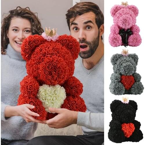 2020 Cheap Red Bear Rose Teddy Bear Rose Flower Artificial Decoration Birthday Christmas Gifts for Women Valentines Gift