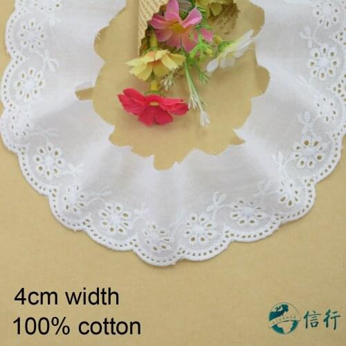 4cm cotton white embroided lace ribbon guipure trims fabric DIY sewing Accessories supplies african french lace applique #3533