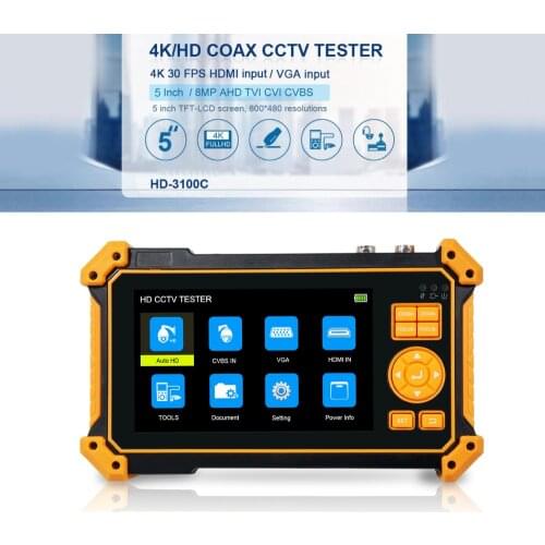 5inch HD Display CCTV Tester Monitor 5200mAh HD-3200 Support UTP Cable Test 8mp CVI TVI AHD SDI for Security Support Audio Input