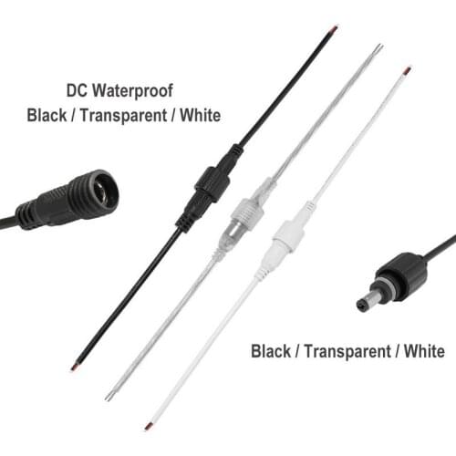 5pairs Waterproof DC Power Cable 22AWG12V 5.5mm x 2.1mm Jack Connector Extension Cable Pigtail Wires For Outdoor Lamp Light
