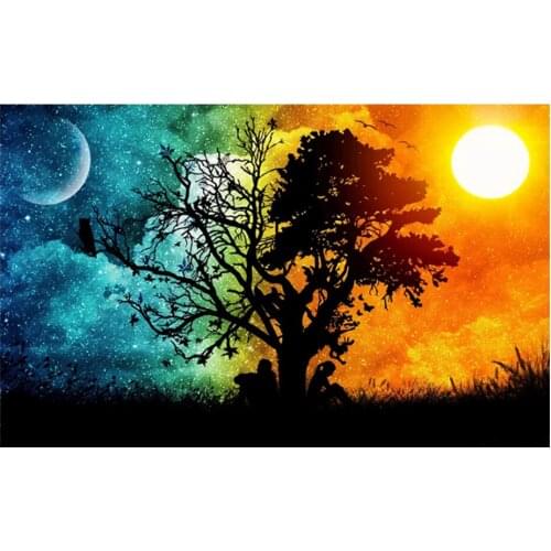 Diamond Painting 3D Abstract Day and night trees Square Round Drill Diamond Embroidery Mosaic Home Decoration Cross Stitch gift