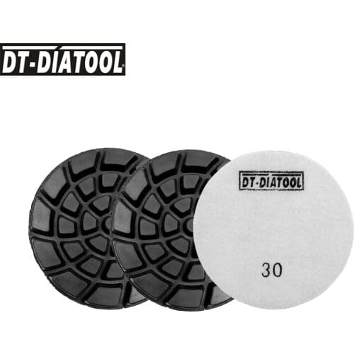DT-DIATOOL 3pcs/pk Grits #30 Resin Bond Diamond Concrete Polishing Pads Nylon Backed Floor Renew Sanding Discs Dia 100mm/4"