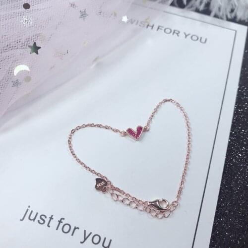 S925 Sterling Silver 925 Original Cross Chain Heart Shaped Romantic Pendant Bracelets Ins Fine Jewelry Embrace Rose Quartz