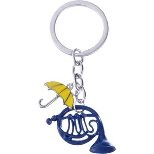 Women Men Key Holder Key Ring Gifts Hot How I Met Your Mother Key Chain Enamel Blue Horn Umbrella Pendant TV Series Keychain