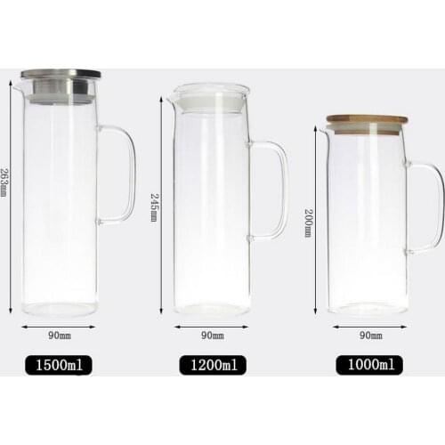 Water Jug Teapot Kettle Household Heat-resistant Explosion-proof Transparent Lemon Juice Jug Cool White Glass Jugs1L/1.2L/1.5L
