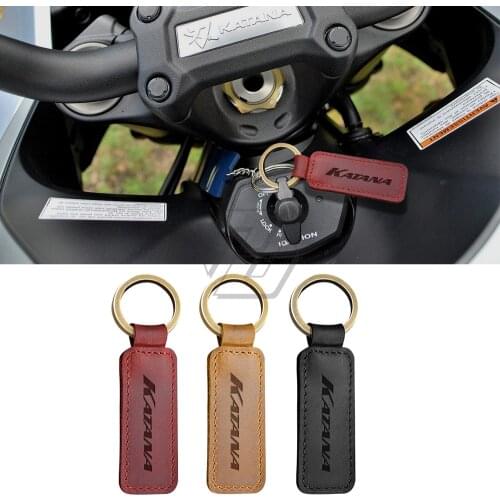 For Suzuki KATANA 125 250 400 Key Motorcycle Cowhide Keychain Key Ring Case