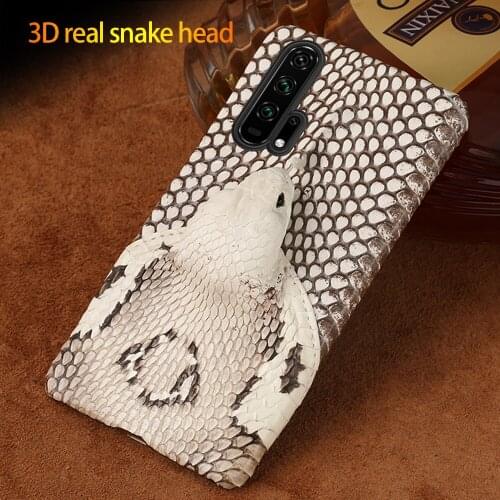 Genuine Snakeskin Leather 3D Snake Head Cover Case For Honor 20 Pro 10X 9X 8X Note 10 V30 Pro V20 V10 V9 10i 20i 30S 30 Pro 10 9