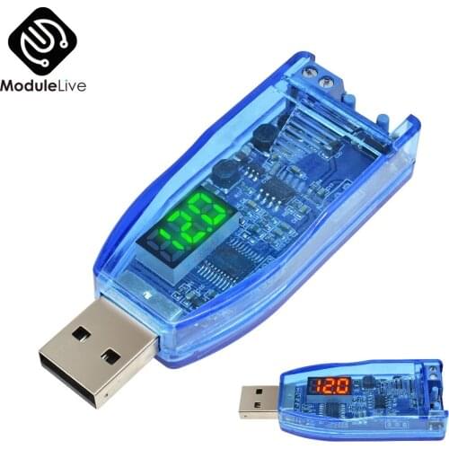DC-DC 5V to 3.3V 9V 12V 24V Adjustable USB Step UP Down Power Supply Module Red Green Display Voltage Volt Up Button