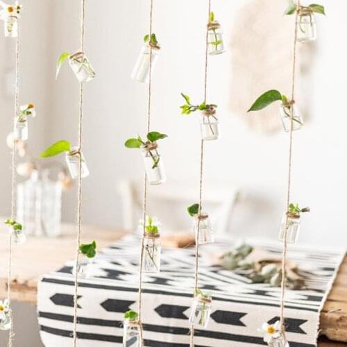 Wind Chimes Style Decor Glass Vase 1 Strings Hanging Vase With 8 Mini Bottle
