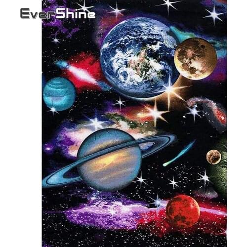 EverShine 5D Diamond Embroidery Landscape Diamond Painting Full Square Universe Picture Of Rhinestones Planet Mosaic Home Decor