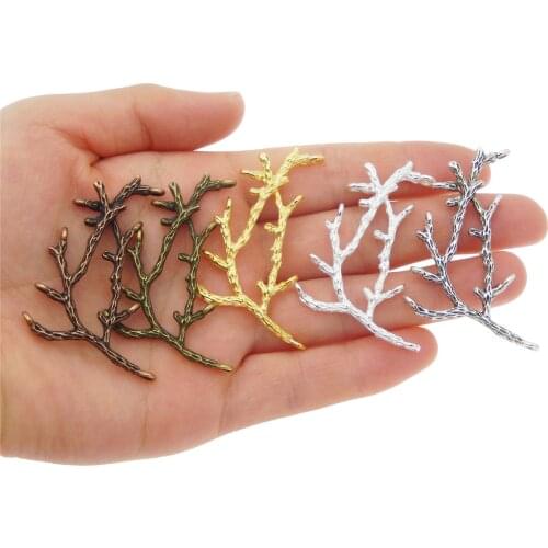 GraceAngie 30PCS Copper Suspension Tree Branch Handmade Crafts Holes Charms Hanging Jewelry Finding Accessory 52*23*3mm