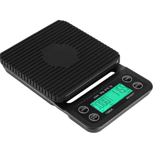 3Kg/0.1G Portable Electronic LCD Digital Kitchen Food Scale Drip Coffee Weighing with Timer for Kitchen,Black