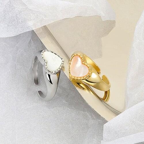 Chunky Shell Heart Ring for Women Gold Adjustable Rings Korean Style Accesorios Fashion Jewelry Bulk Items Wholesale Lots KBR130