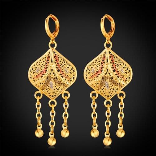 Kpop Fashion Jewelry Trendy Tassel Drop Earrings For Women Accessories yellow Gold Color Hollow Out Sweet Irregular Long E201