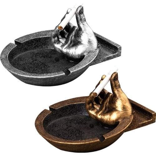 Creative Smoking Pipe Ashtray with Hand Personality Resin Ash Tray Cigarette Holder Phone Bracket Home Decor
