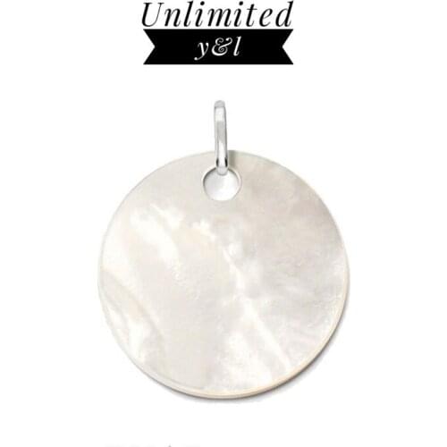 35MM Round Shell Disc Pendant 925 Silver Fashion Good Jewelry Mother of Pearl Necklace Accessories for Women and Men Gift