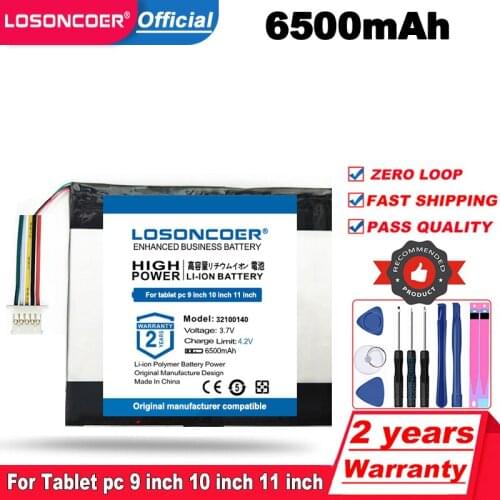 LOSONCOER 6500MAH Tablet PC battery capacity 32100140 3.7V Universal Li-ion battery for tablet pc 9 inch 10 inch 11 inch