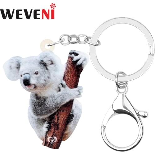 WEVENI Acrylic Sweet Australian Koala Keychains Fashion Purse Bag Key Chain Ring Animals Jewelry For Women Girls Charms Gifts