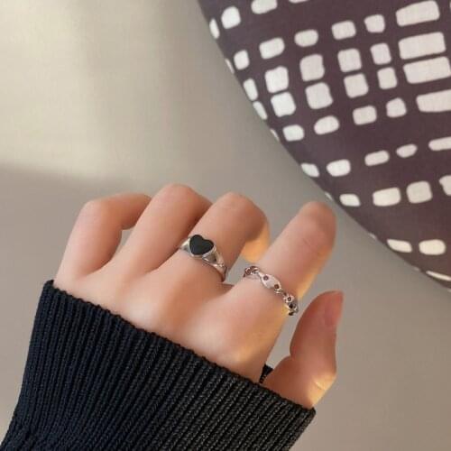 Fashion Love Heart Ring Set for Women Girls Chain Creative Circle Cute Simple Retro Design Jewelry Classic Wholesale Hot New