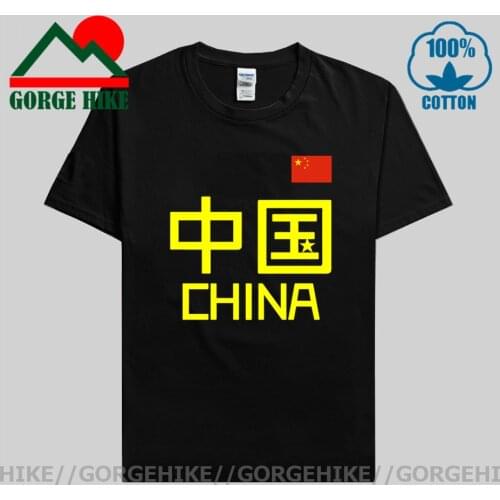 Peoples Republic of China CHN mens t-shirt Chinese character Flag Short sleeve clothes Pride summer casual Fashion Print tshirt
