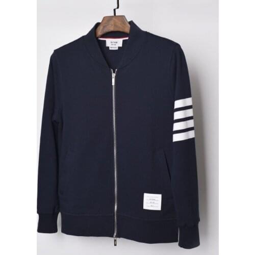 2021 Fashion Brand TB THOM Jacket Men Spring Autumn hooded Sweatershirts Cotton V-Neck Solid Clothin Male Casual Sportswear Coat