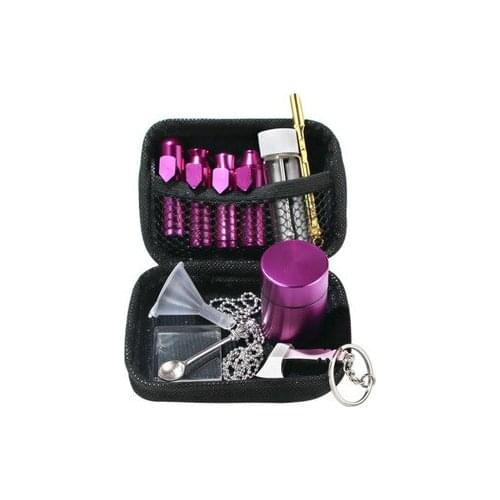 11PCS/Set Boxed Mini Snuff Bag Bottle Kit Aluminum Bullet Shape Snuff Bottle with Metal Storage Tank Spoon Plastic Funnel Gift