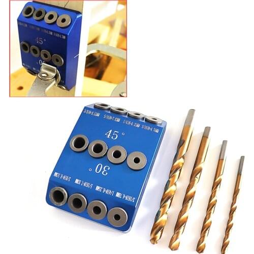 Multi-angle Pocket Hole Drill Guide Dowel Jig 30 45 90 Degree Oblique Hole Puncher Locator Drilling Kit Woodworking DIY Tools