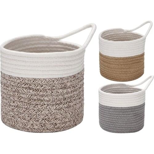 Wall Baskets Small Cotton Rope Baskets Woven Baskets Storage Hanging Baskets for Organizing Round Baskets for Plants