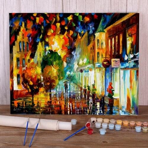 Night Attraction DIY Paint By Numbers Complete Kit Acrylic Paints 50*70 Canvas Painting Home Decor For Children Art