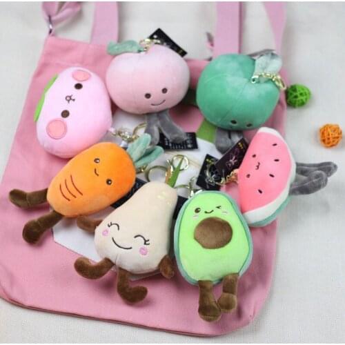 New creative Soft fruit egg yolk avocado keychain plush small pendant bag jewelry high quality Soothing doll christmase gift
