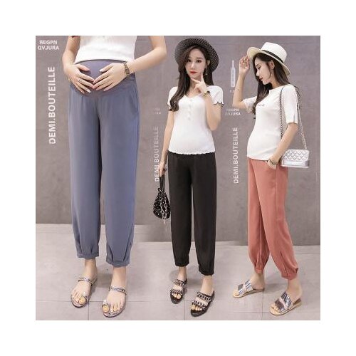 New pregnant womens summer thin section wear wide-leg pants chiffon pants bloomers maternity dress solid color trousers
