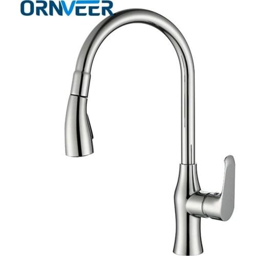 New Pull Out Chrome Kitchen Faucet Sink Mixer Tap Swivel Spout Sink Faucet Swivel Copper Kitchen Faucet