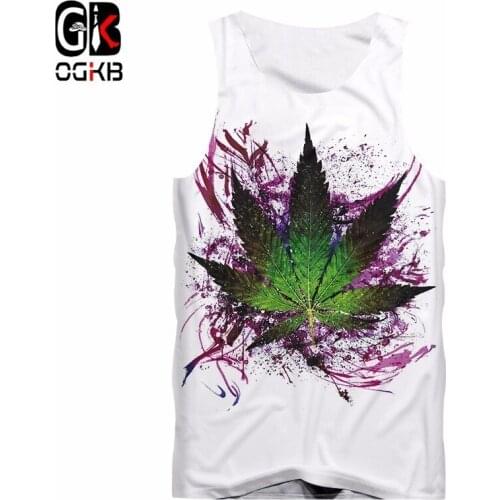 OGKB 3D Tank Top Summer Men/Womens Print Leaves Flowers Tanktops Male Casual Hip Hop Sleeveless Shirts Man Brand Clothing