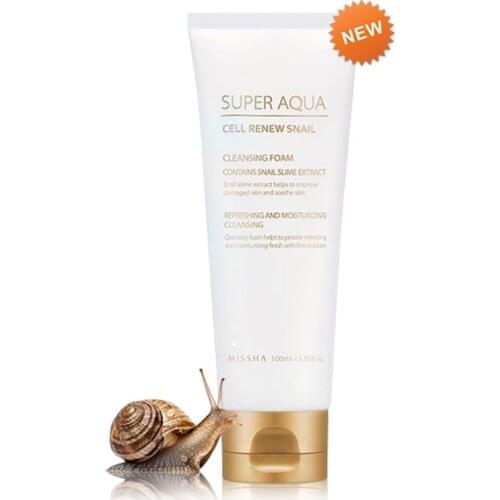 MISSHA Super Aqua Cell Renew Snail Cleansing Foam 100ml Snail Repairing Foam Cleanser Facial Cleanser Rich Foam Korea Cosmetics