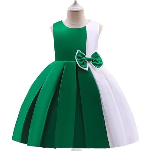 Girls Ceremony Dress Formal Satin Green Wedding Dress Party Pageant Gown Dresses Princess Dress Children New Year Costume