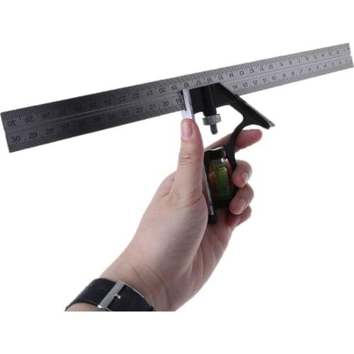 1 PC Adjustable Sliding Combination Square Ruler Level Measuring Tool 300mm (12")