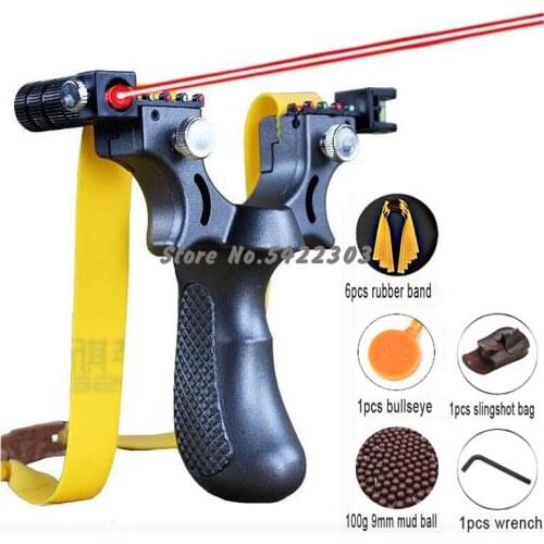 2021 New Hunting Slingshot With Level High Precision Instrument For Outdoor Catapult Slingshot Balls Laser Aiming Shooting