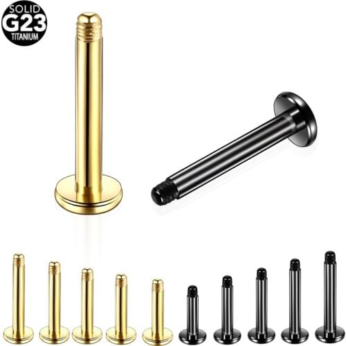 10pcs/lot 14G 16G G23 Solid Titanium Labret Ring Gold Ear Lip Piercings Earring Studs - Post Only No Ends in Gauges Body Jewelry