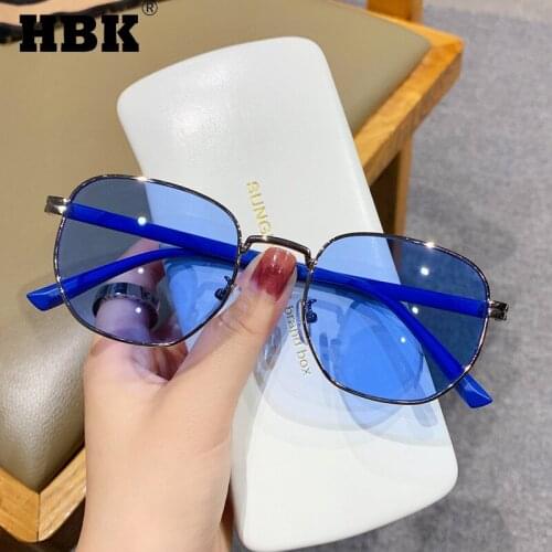 HBK New Fashion Small Square Sunglasses Women Men Ocean Colorful Lens Luxury Brand Design Vintage Outside Travel Ladies UV400